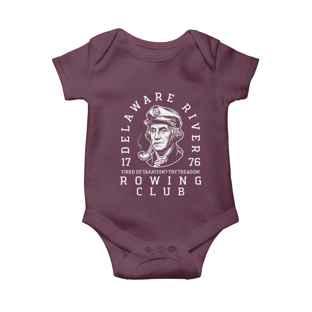 Delaware River Rowing Club 1776 Vintage Funny Patriotic Baby Onesie George Washington Tired of Taxation Try Treason