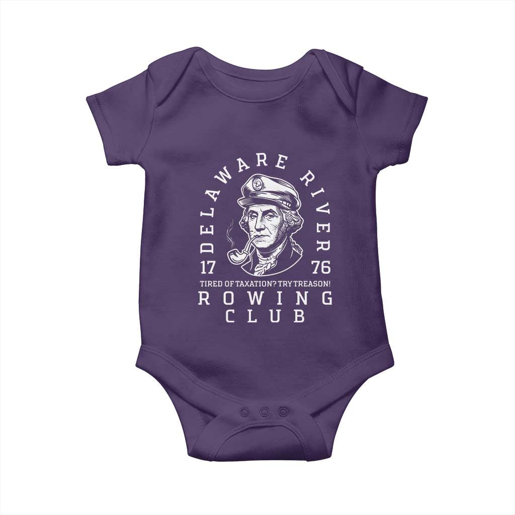 Delaware River Rowing Club 1776 Vintage Funny Patriotic Baby Onesie George Washington Tired of Taxation Try Treason