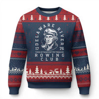 Delaware River Rowing Club 1776 Vintage Funny Patriotic Ugly Christmas Sweater George Washington Tired of Taxation Try Treason
