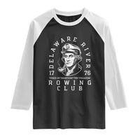 Delaware River Rowing Club 1776 Vintage Funny Patriotic Raglan Shirt George Washington Tired of Taxation Try Treason
