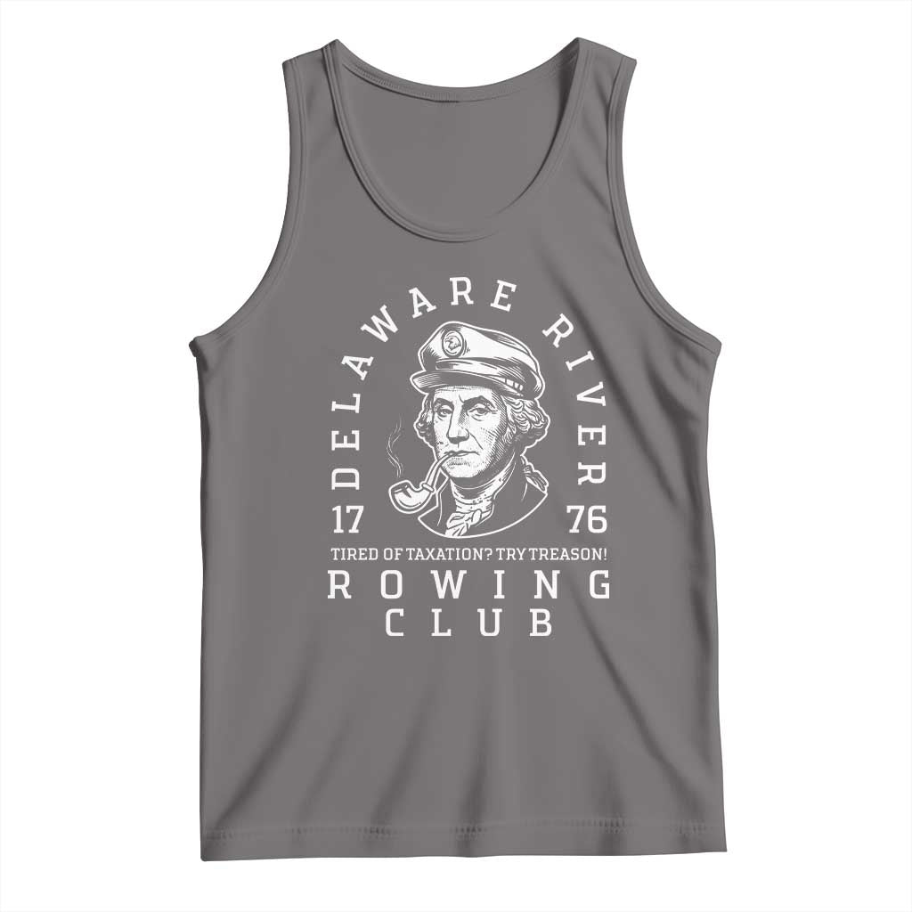 Delaware River Rowing Club 1776 Vintage Funny Patriotic Tank Top George Washington Tired of Taxation Try Treason