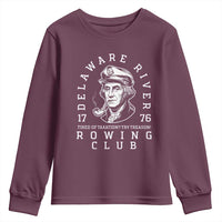 Delaware River Rowing Club 1776 Vintage Funny Patriotic Youth Sweatshirt George Washington Tired of Taxation Try Treason