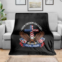 Faith Freedom 250 Years Patriotic Eagle Throw Blanket USA Flag Christian Cross 1776 to 2026 Semiquincentennial