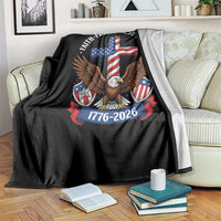 Faith Freedom 250 Years Patriotic Eagle Throw Blanket USA Flag Christian Cross 1776 to 2026 Semiquincentennial