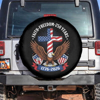 Faith Freedom 250 Years Patriotic Eagle Spare Tire Cover USA Flag Christian Cross 1776 to 2026 Semiquincentennial