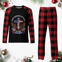 Faith Freedom 250 Years Patriotic Eagle Plaid Pajama Set USA Flag Christian Cross 1776 to 2026 Semiquincentennial