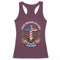 Faith Freedom 250 Years Patriotic Eagle Racerback Tank Top USA Flag Christian Cross 1776 to 2026 Semiquincentennial