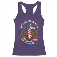 Faith Freedom 250 Years Patriotic Eagle Racerback Tank Top USA Flag Christian Cross 1776 to 2026 Semiquincentennial