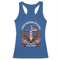 Faith Freedom 250 Years Patriotic Eagle Racerback Tank Top USA Flag Christian Cross 1776 to 2026 Semiquincentennial