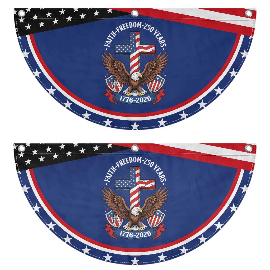 Faith Freedom 250 Years Eagle Patriotic Fan Flag USA Flag Christian Cross 1776 to 2026 Semiquincentennial