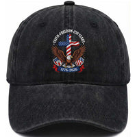 Faith Freedom 250 Years Patriotic Eagle Washed Cotton Baseball Cap USA Flag Christian Cross 1776 to 2026 Semiquincentennial