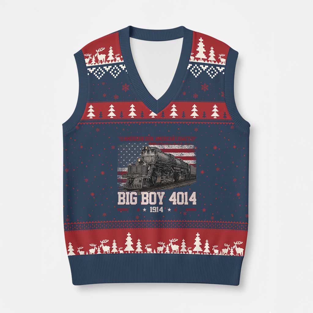 Vintage USA Steam Locomotive Patriotic Pride V-Neck Knit Sweater Vest American Iron American Legacy
