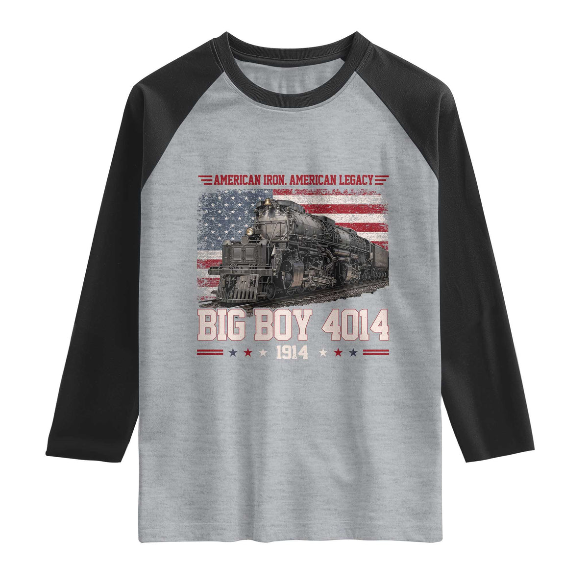 Vintage USA Steam Locomotive Patriotic Pride Raglan Shirt American Iron American Legacy