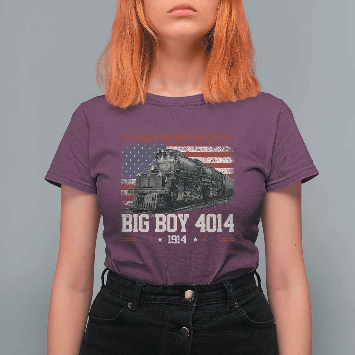 Vintage USA Steam Locomotive Patriotic Pride T Shirt For Women American Iron American Legacy