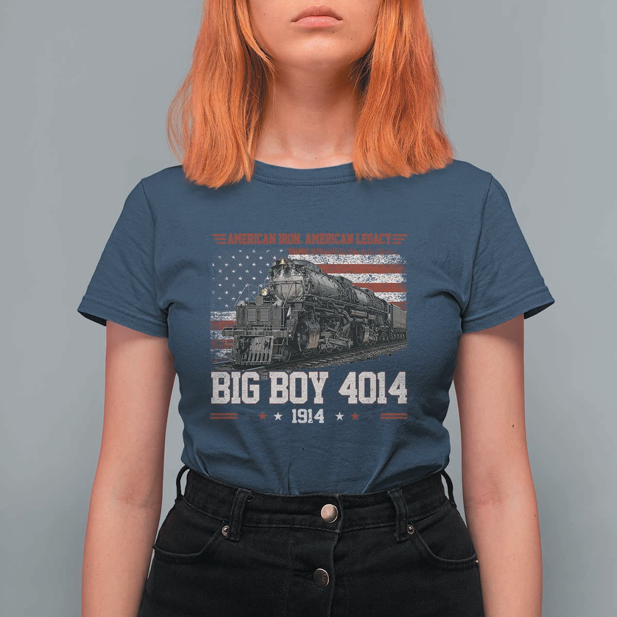 Vintage USA Steam Locomotive Patriotic Pride T Shirt For Women American Iron American Legacy