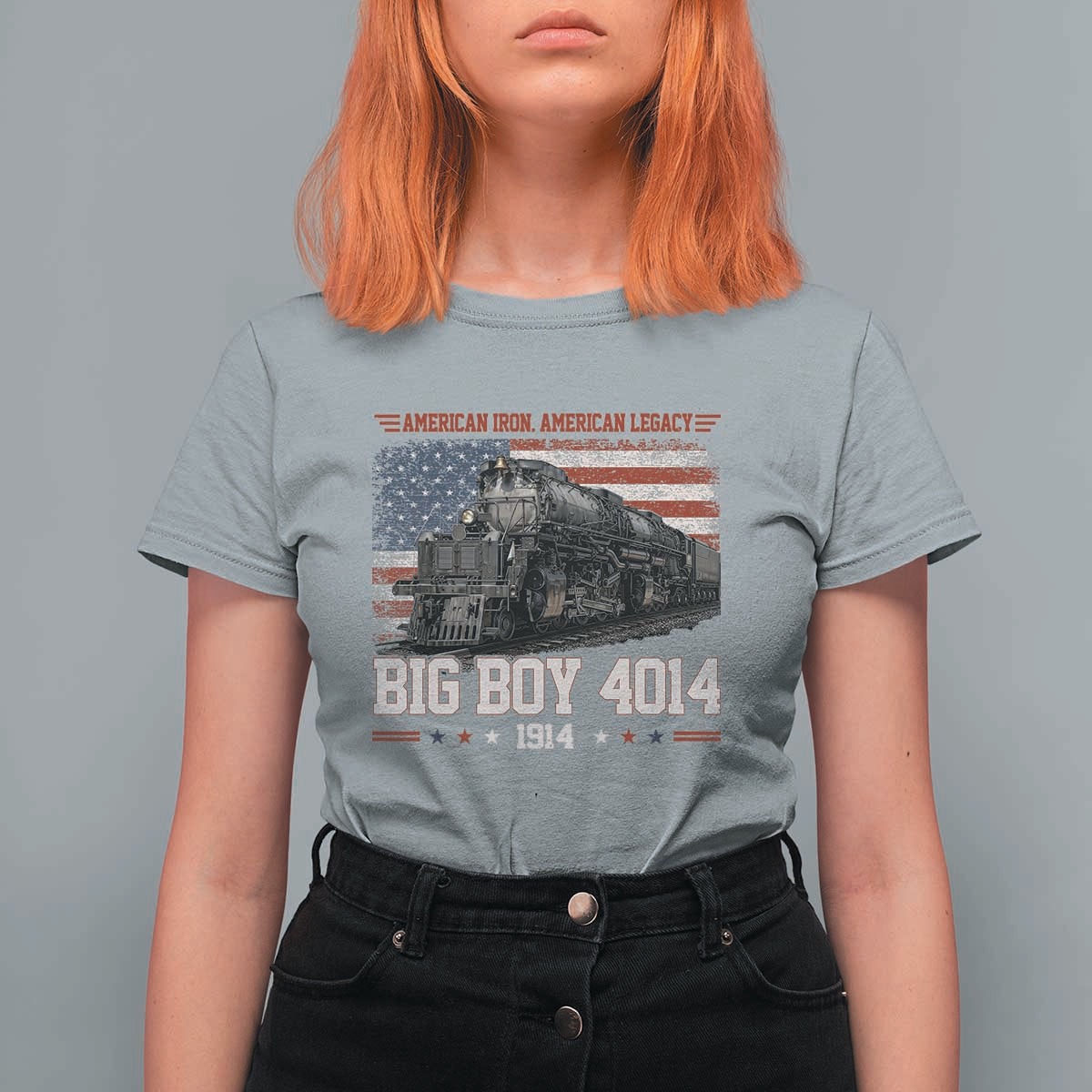 Vintage USA Steam Locomotive Patriotic Pride T Shirt For Women American Iron American Legacy