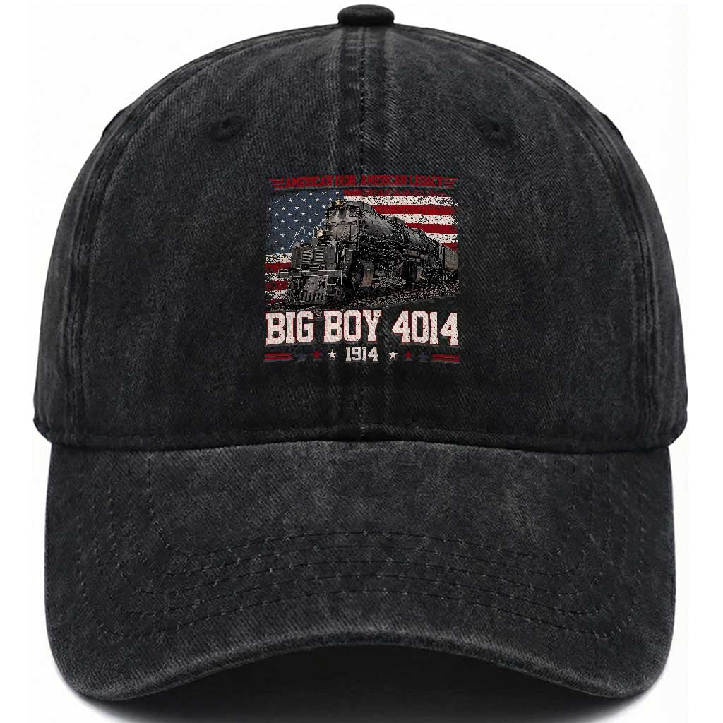 Vintage USA Steam Locomotive Patriotic Pride Washed Cotton Baseball Cap American Iron American Legacy