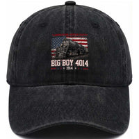 Vintage USA Steam Locomotive Patriotic Pride Washed Cotton Baseball Cap American Iron American Legacy