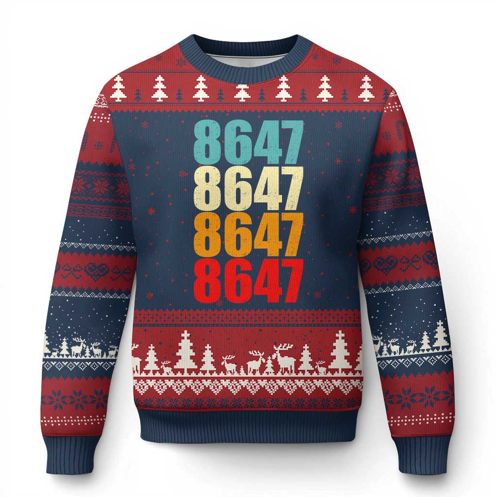 8647 Retro Vintage Color Palette Ugly Christmas Sweater Minimalist Coded Political Satire