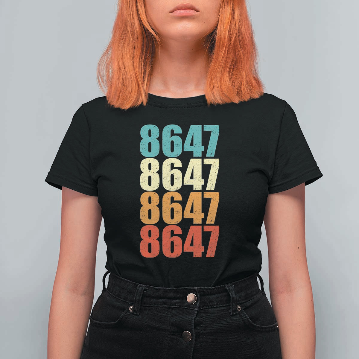 8647 Retro Vintage Color Palette T Shirt For Women Minimalist Coded Political Satire