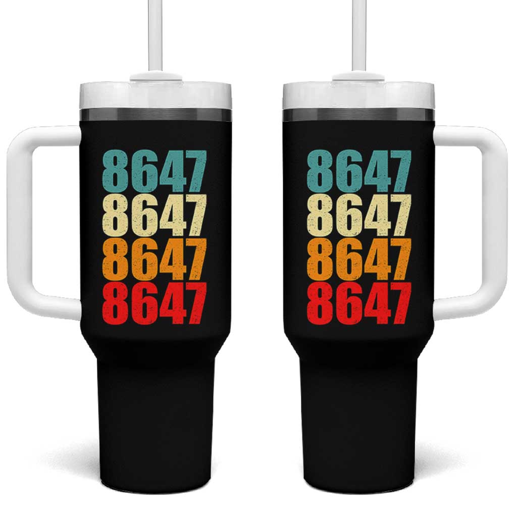 8647 Retro Vintage Color Palette Tumbler With Handle Minimalist Coded Political Satire