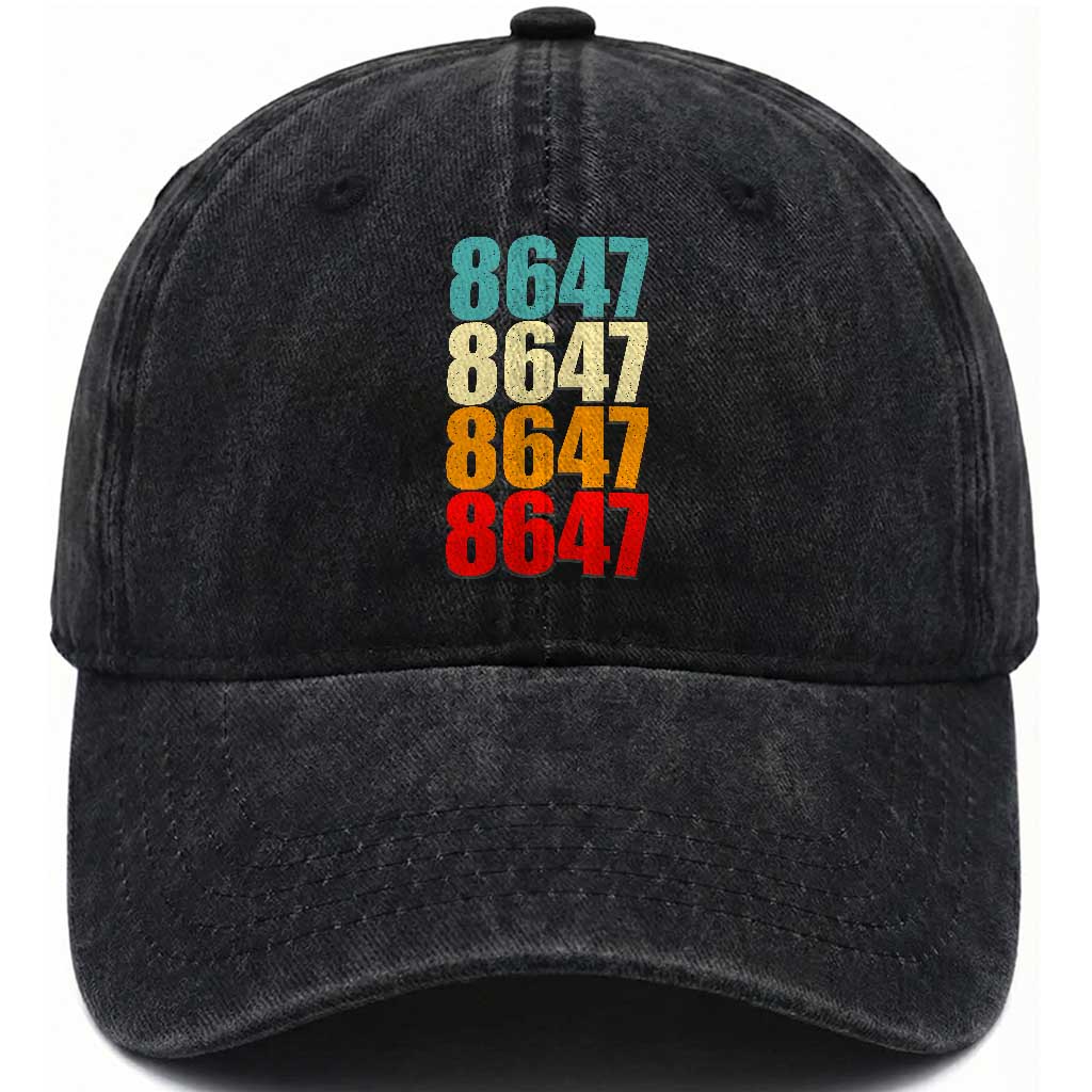 8647 Retro Vintage Color Palette Washed Cotton Baseball Cap Minimalist Coded Political Satire