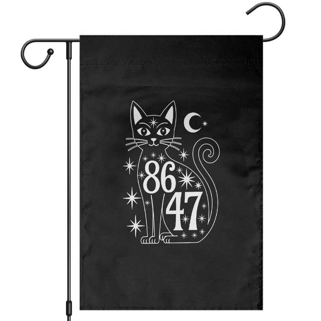 86 47 Celestial Black Cat Mystic Garden Flag Moon Stars Coded Political Satire