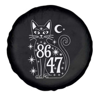 86 47 Celestial Black Cat Mystic Spare Tire Cover Moon Stars Coded Political Satire