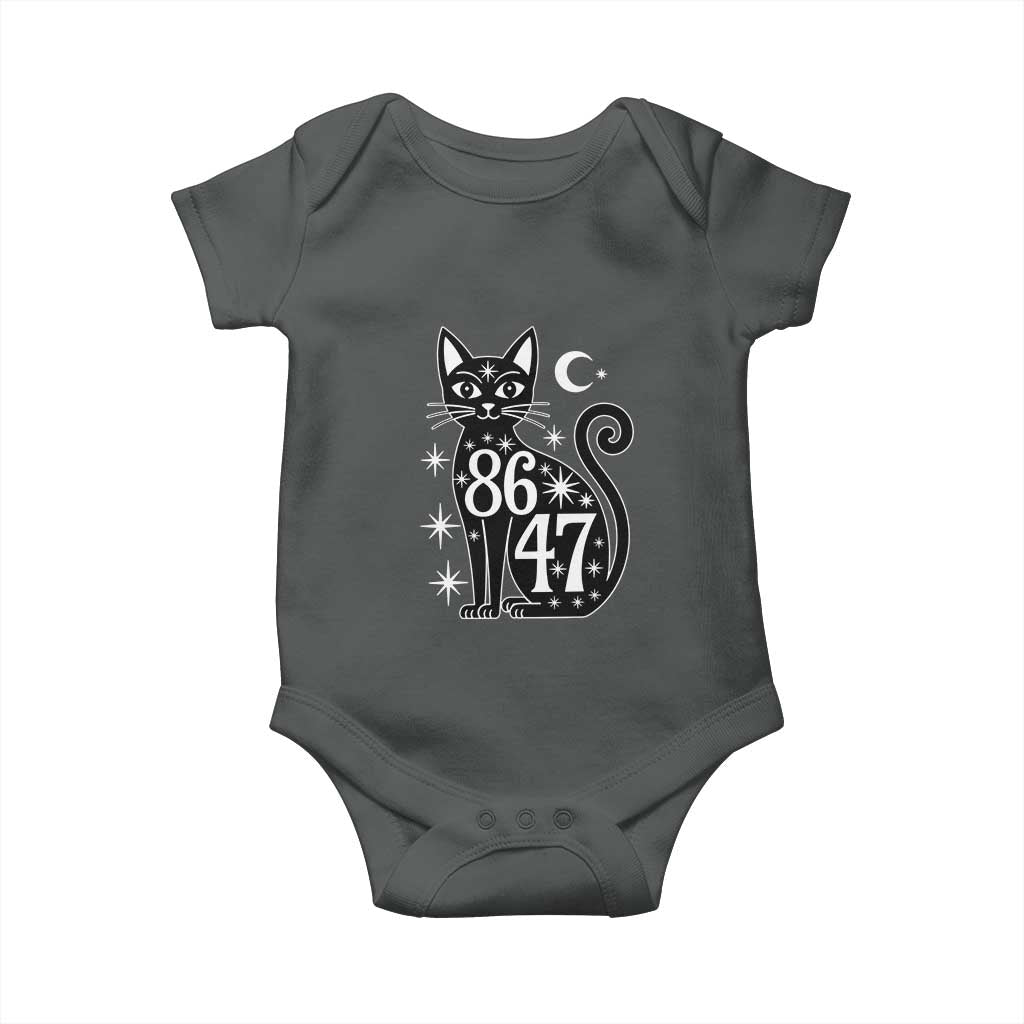 86 47 Celestial Black Cat Mystic Baby Onesie Moon Stars Coded Political Satire