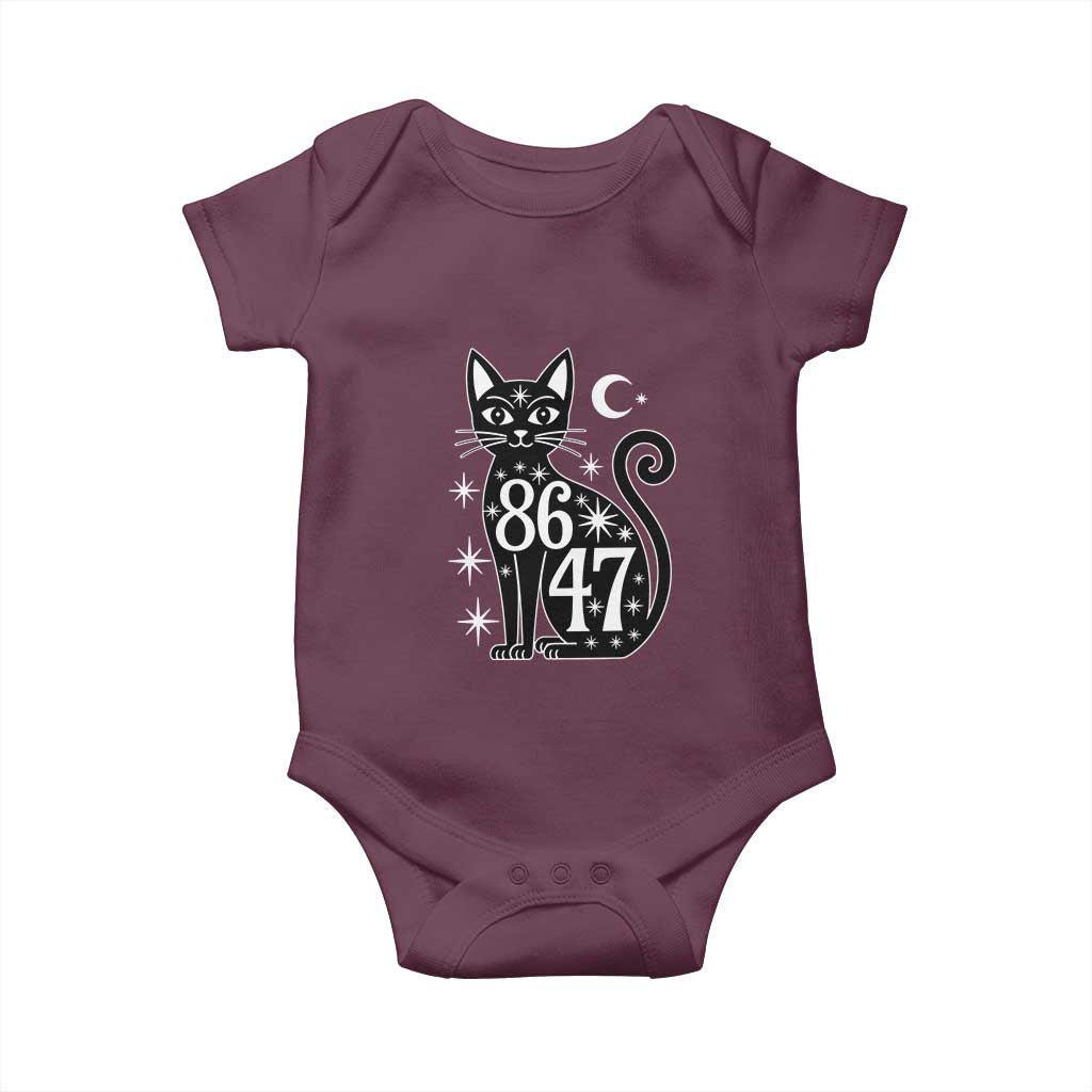 86 47 Celestial Black Cat Mystic Baby Onesie Moon Stars Coded Political Satire