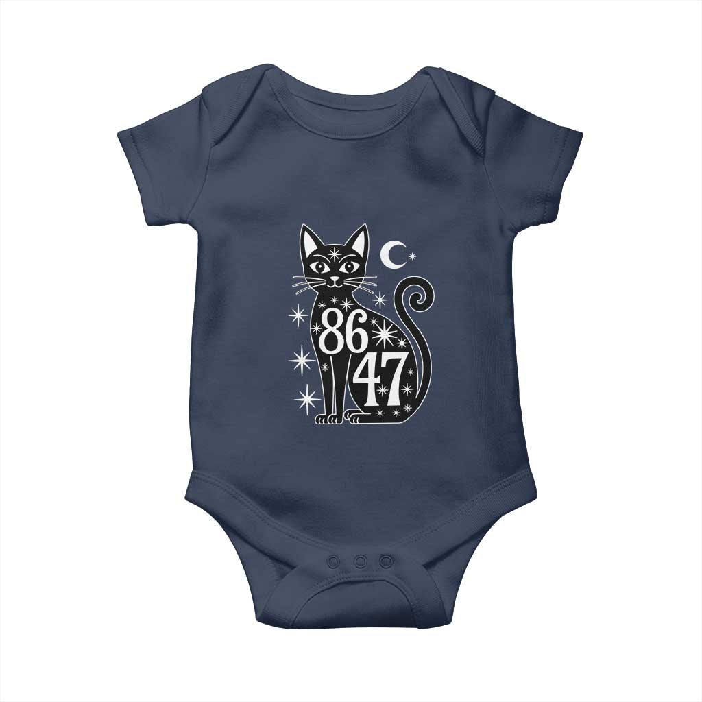 86 47 Celestial Black Cat Mystic Baby Onesie Moon Stars Coded Political Satire