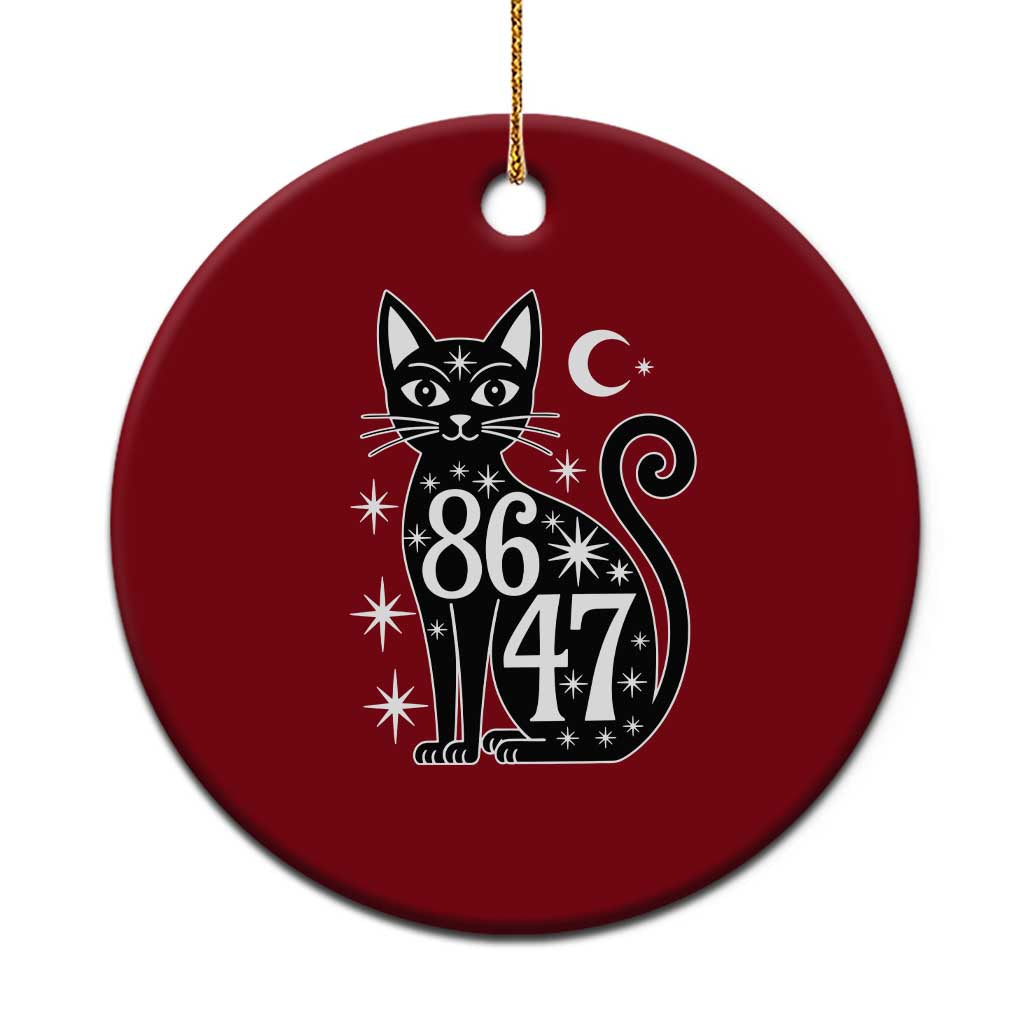 86 47 Celestial Black Cat Mystic Ceramic Ornament Moon Stars Coded Political Satire