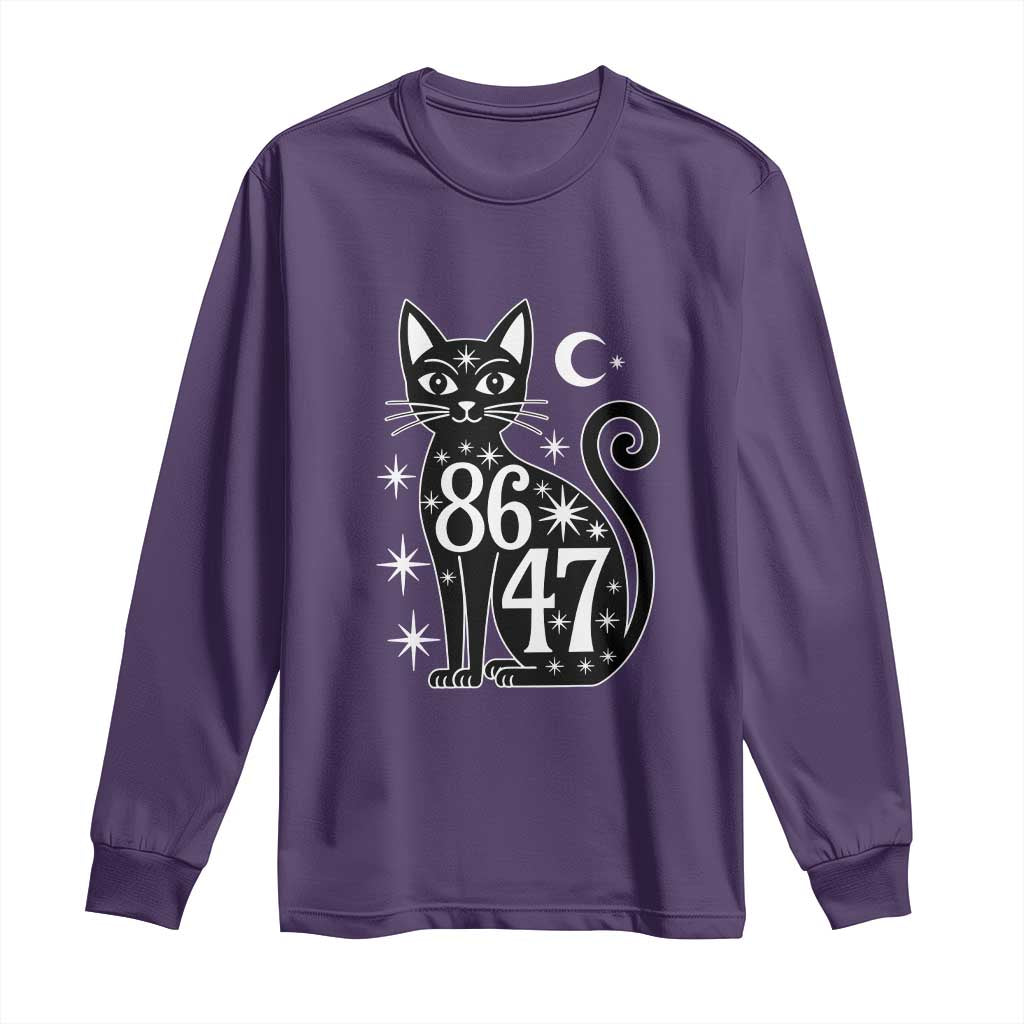 86 47 Celestial Black Cat Mystic Long Sleeve Shirt Moon Stars Coded Political Satire