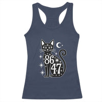 86 47 Celestial Black Cat Mystic Racerback Tank Top Moon Stars Coded Political Satire