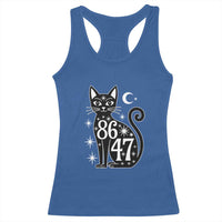 86 47 Celestial Black Cat Mystic Racerback Tank Top Moon Stars Coded Political Satire