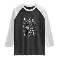 86 47 Celestial Black Cat Mystic Raglan Shirt Moon Stars Coded Political Satire