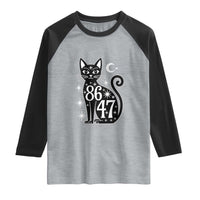 86 47 Celestial Black Cat Mystic Raglan Shirt Moon Stars Coded Political Satire