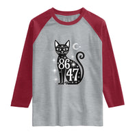 86 47 Celestial Black Cat Mystic Raglan Shirt Moon Stars Coded Political Satire