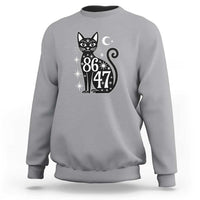 86 47 Celestial Black Cat Mystic Sweatshirt Moon Stars Coded Political Satire