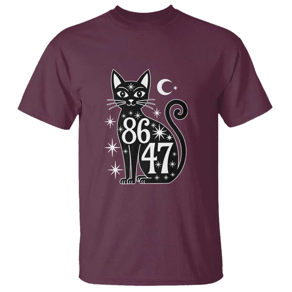 86 47 Celestial Black Cat Mystic T Shirt Moon Stars Coded Political Satire
