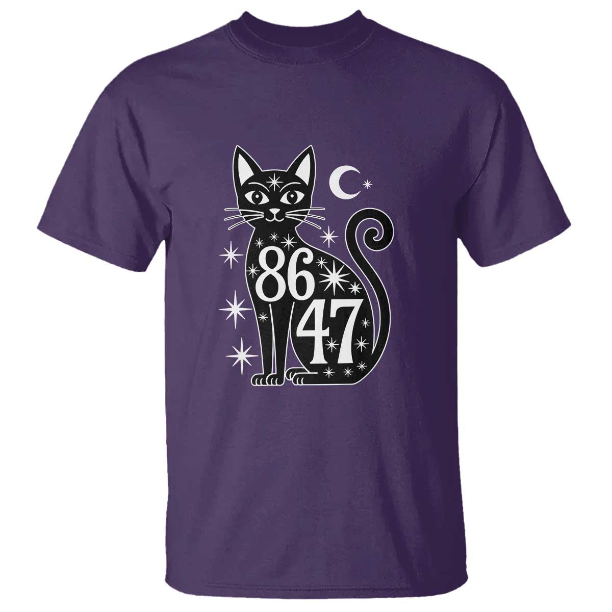 86 47 Celestial Black Cat Mystic T Shirt Moon Stars Coded Political Satire