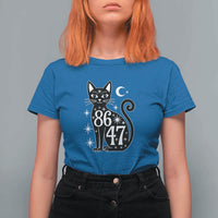 86 47 Celestial Black Cat Mystic T Shirt For Women Moon Stars Coded Political Satire
