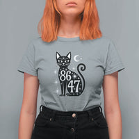 86 47 Celestial Black Cat Mystic T Shirt For Women Moon Stars Coded Political Satire