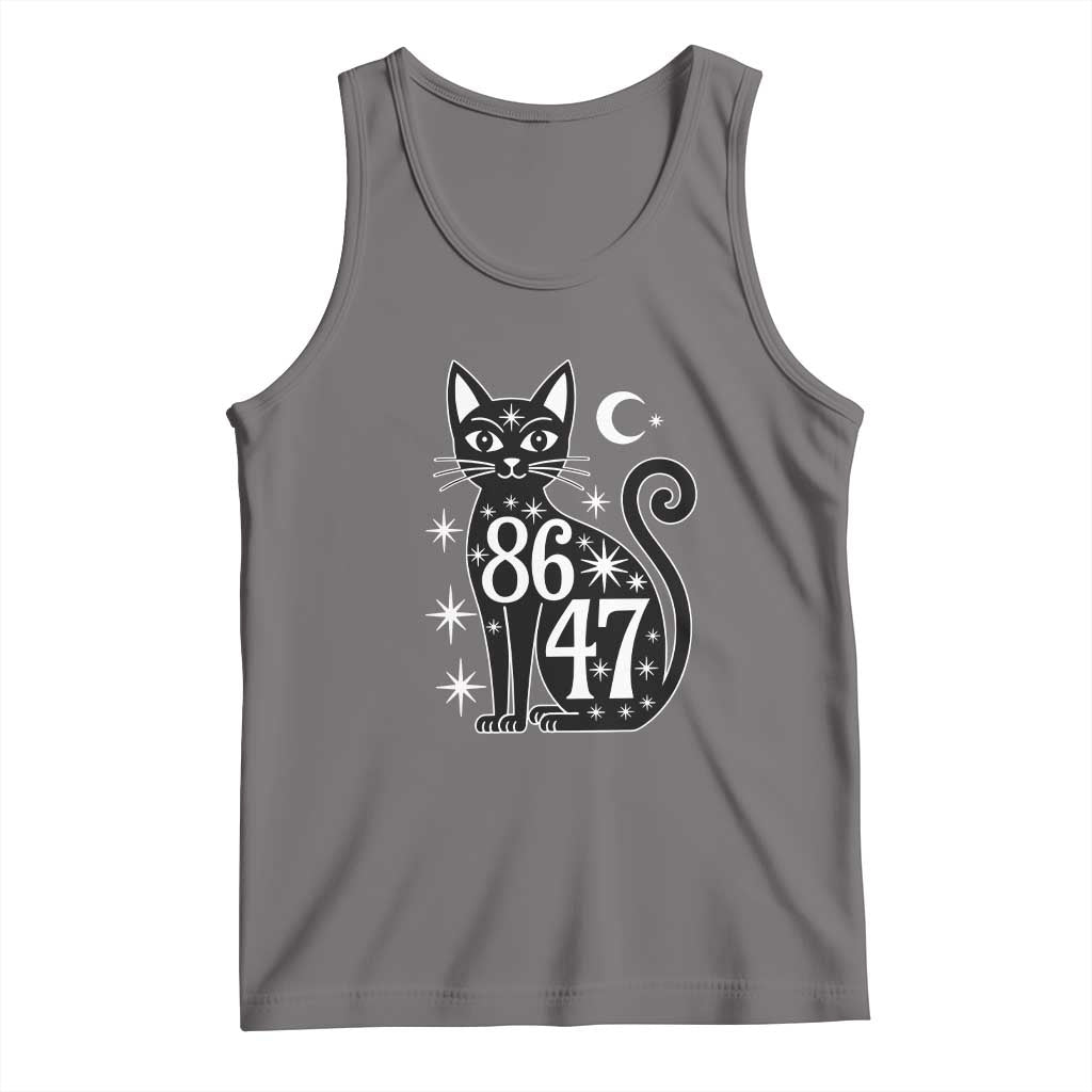 86 47 Celestial Black Cat Mystic Tank Top Moon Stars Coded Political Satire