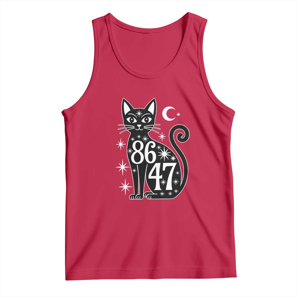 86 47 Celestial Black Cat Mystic Tank Top Moon Stars Coded Political Satire