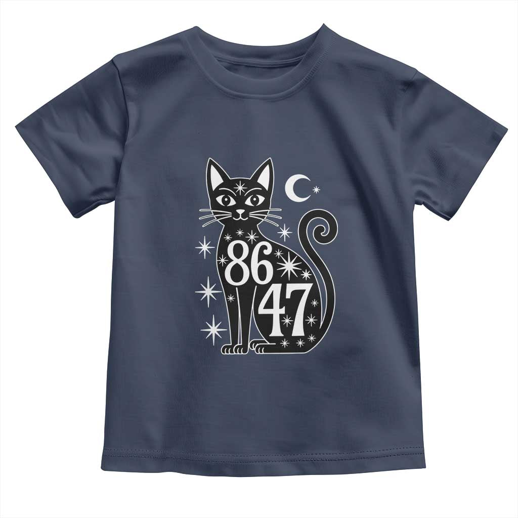 86 47 Celestial Black Cat Mystic Toddler T Shirt Moon Stars Coded Political Satire