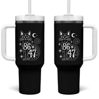 86 47 Celestial Black Cat Mystic Tumbler With Handle Moon Stars Coded Political Satire