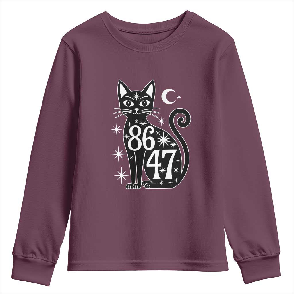 86 47 Celestial Black Cat Mystic Youth Sweatshirt Moon Stars Coded Political Satire