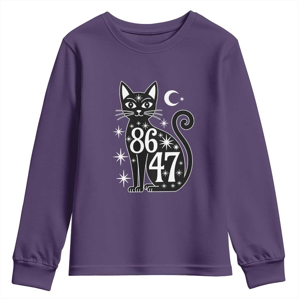 86 47 Celestial Black Cat Mystic Youth Sweatshirt Moon Stars Coded Political Satire