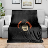 Is He Dead Yet Crow Holding Coffee Cup Throw Blanket Funny Dark Humor Political Satire